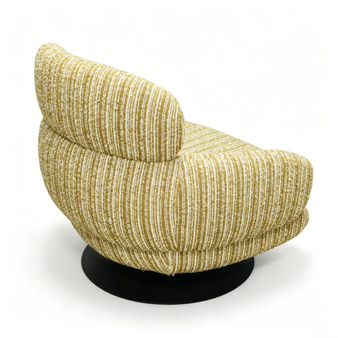 Modern Textured Upholstered 360° Swivel Accent Chair with Curved Back Image - 12 | homeyfad