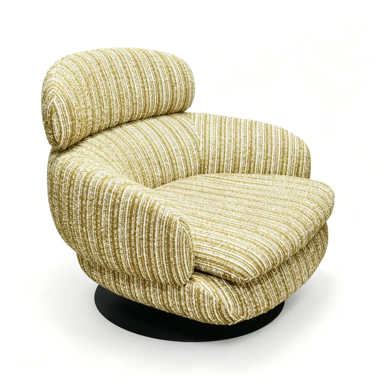 Modern Textured Upholstered 360° Swivel Accent Chair with Curved Back Image - 11 | homeyfad