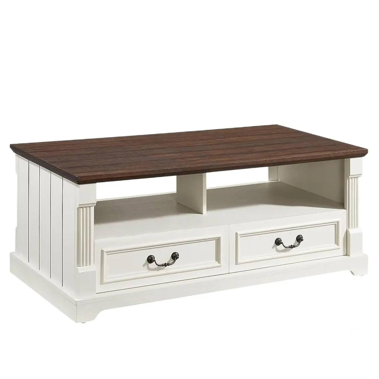 47" Living Room Farmhouse Wood Coffee Table with 4 Storage Drawers Image - 12 | homeyfad
