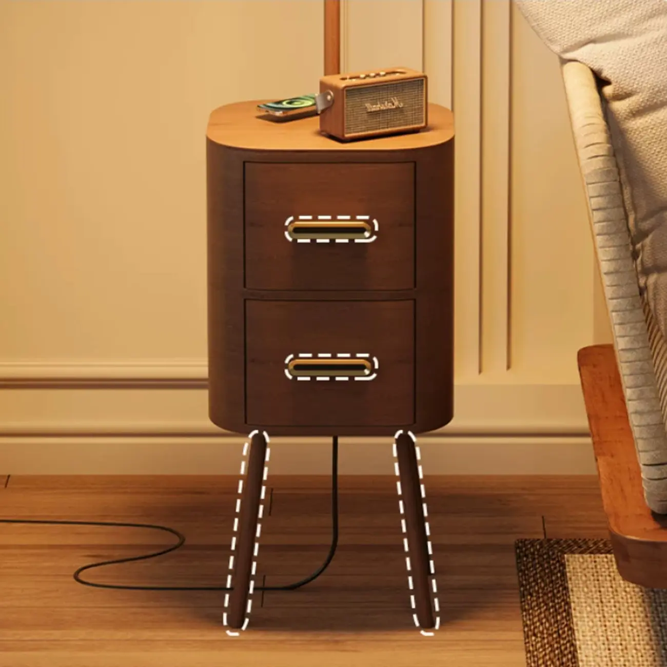 2-in-1 Mid-century Modern End Table Floor Lamp With 2 Drawers Image - 9 | homeyfad