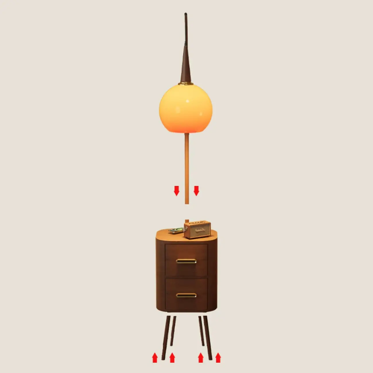 2-in-1 Mid-century Modern End Table Floor Lamp With 2 Drawers Image - 10 | homeyfad