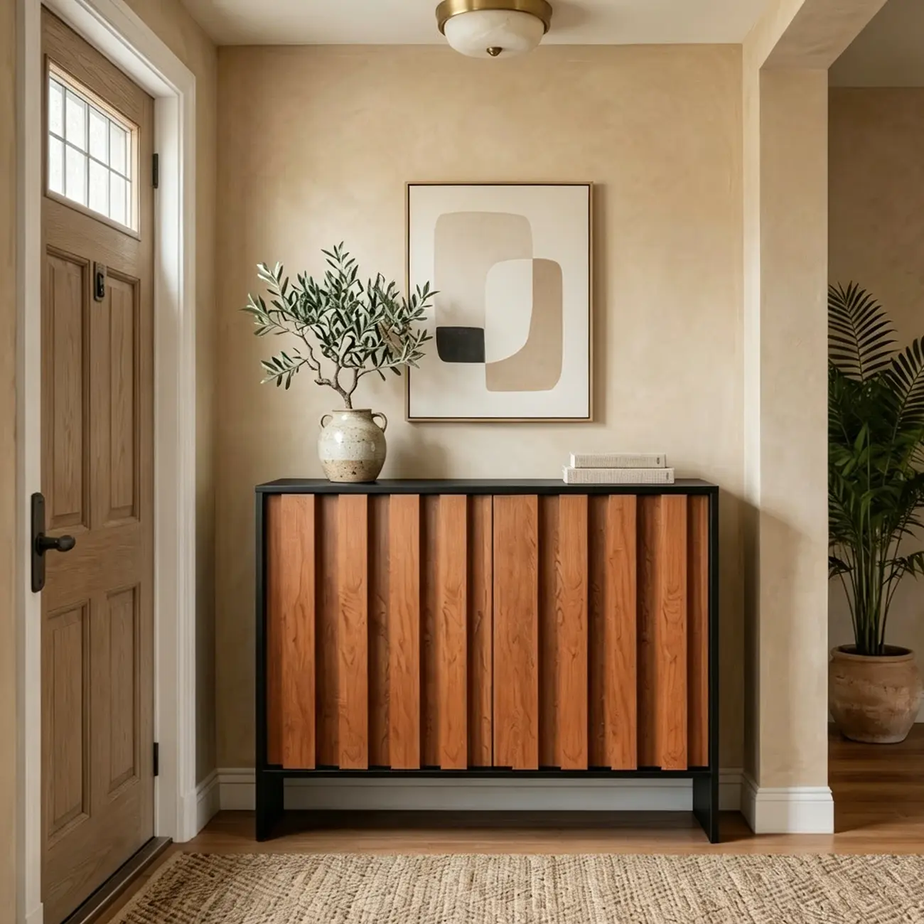 Multi-functional Fluted Storage Cabinet With Adjustable Shelves Image - 1 | homeyfad