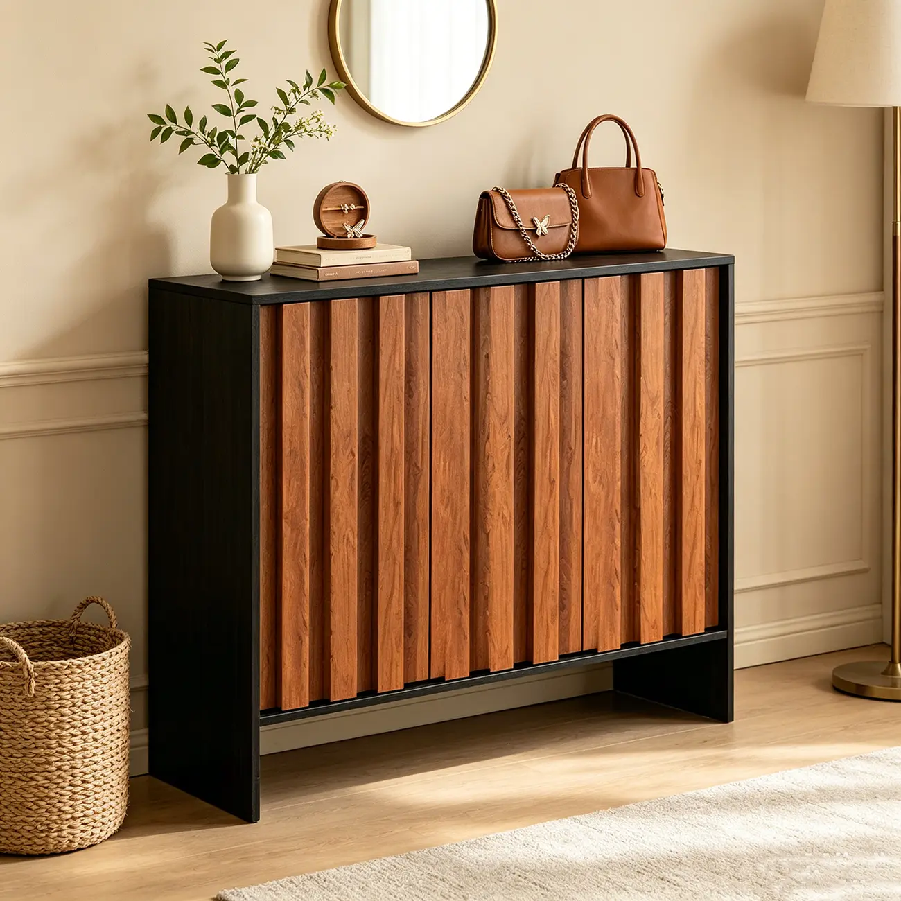 Multi-functional Fluted Storage Cabinet With Adjustable Shelves Image - 3 | homeyfad