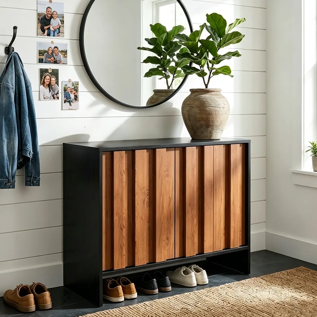 Multi-functional Fluted Storage Cabinet With Adjustable Shelves Image - 4 | homeyfad