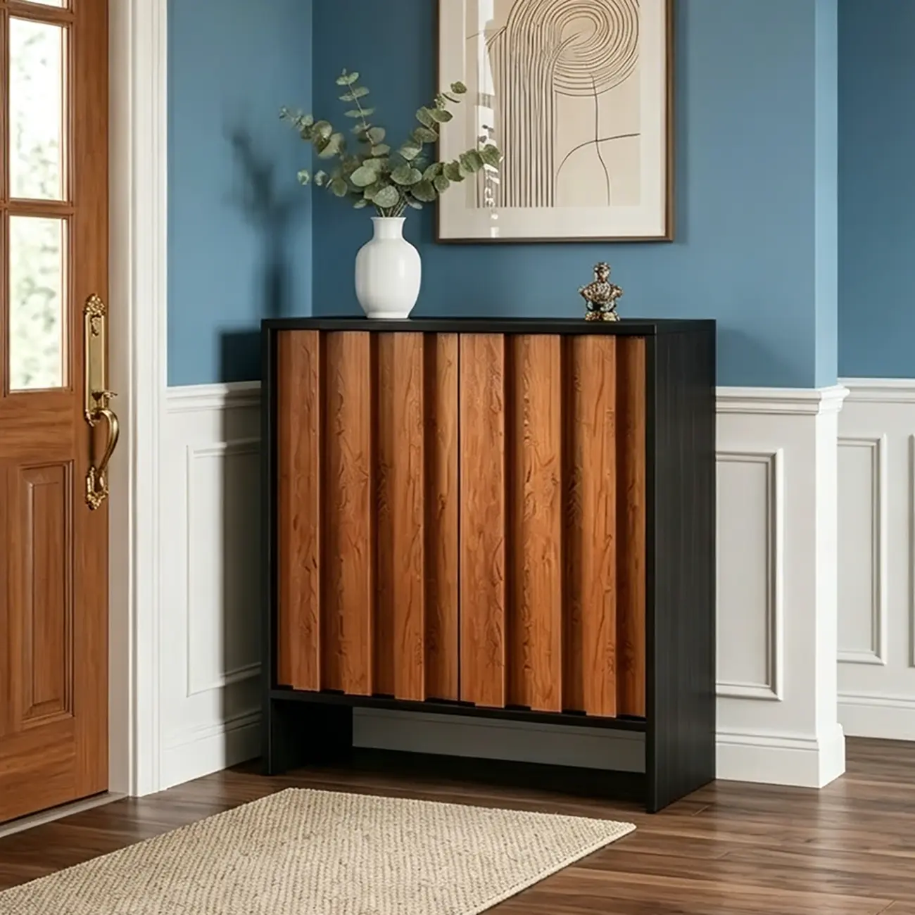 Multi-functional Fluted Storage Cabinet With Adjustable Shelves Image - 8 | homeyfad