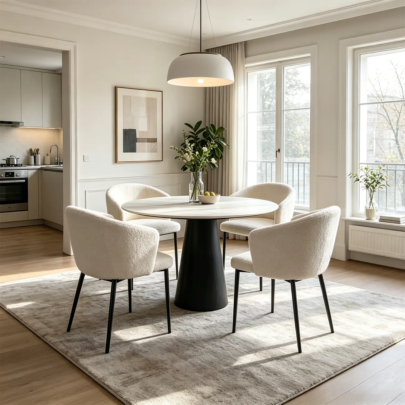 Modern Chenille Upholstered Curved Back Dining Chair Image - 10 | homeyfad