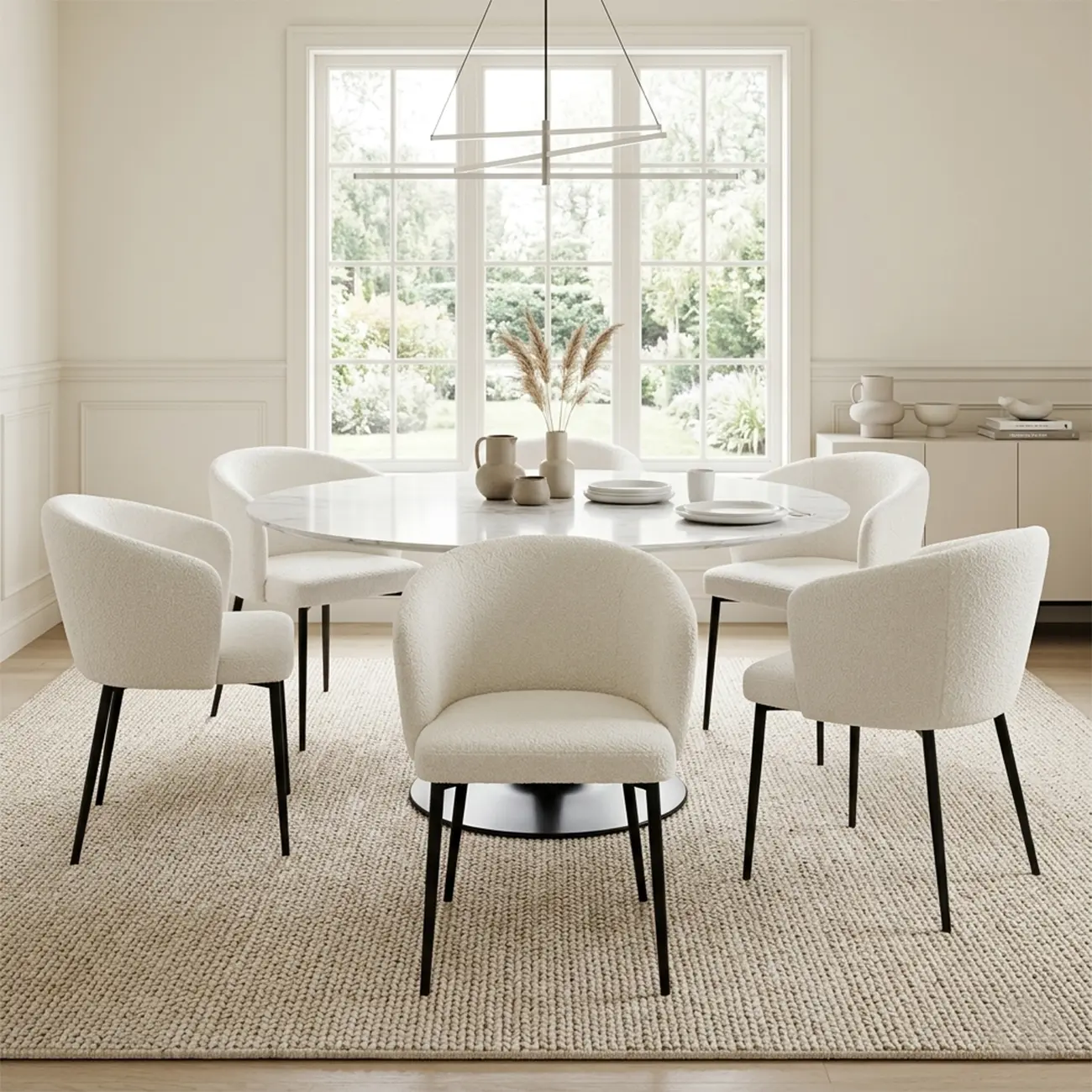 Modern Chenille Upholstered Curved Back Dining Chair Image - 3 | homeyfad