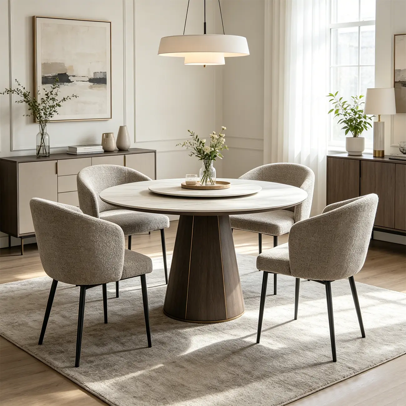 Modern Chenille Upholstered Curved Back Dining Chair Image - 9 | homeyfad