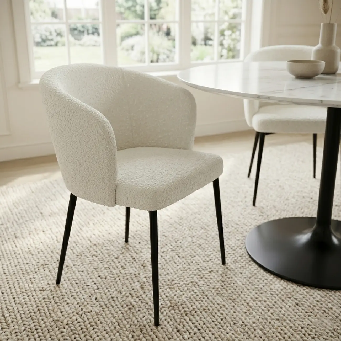 Modern Chenille Upholstered Curved Back Dining Chair Image - 1 | homeyfad