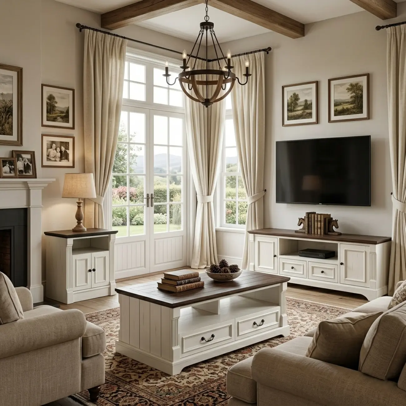 Two-tone Farmhouse Fully Assembled Tv Stand With Arched Plinth Base Image - 7 | homeyfad