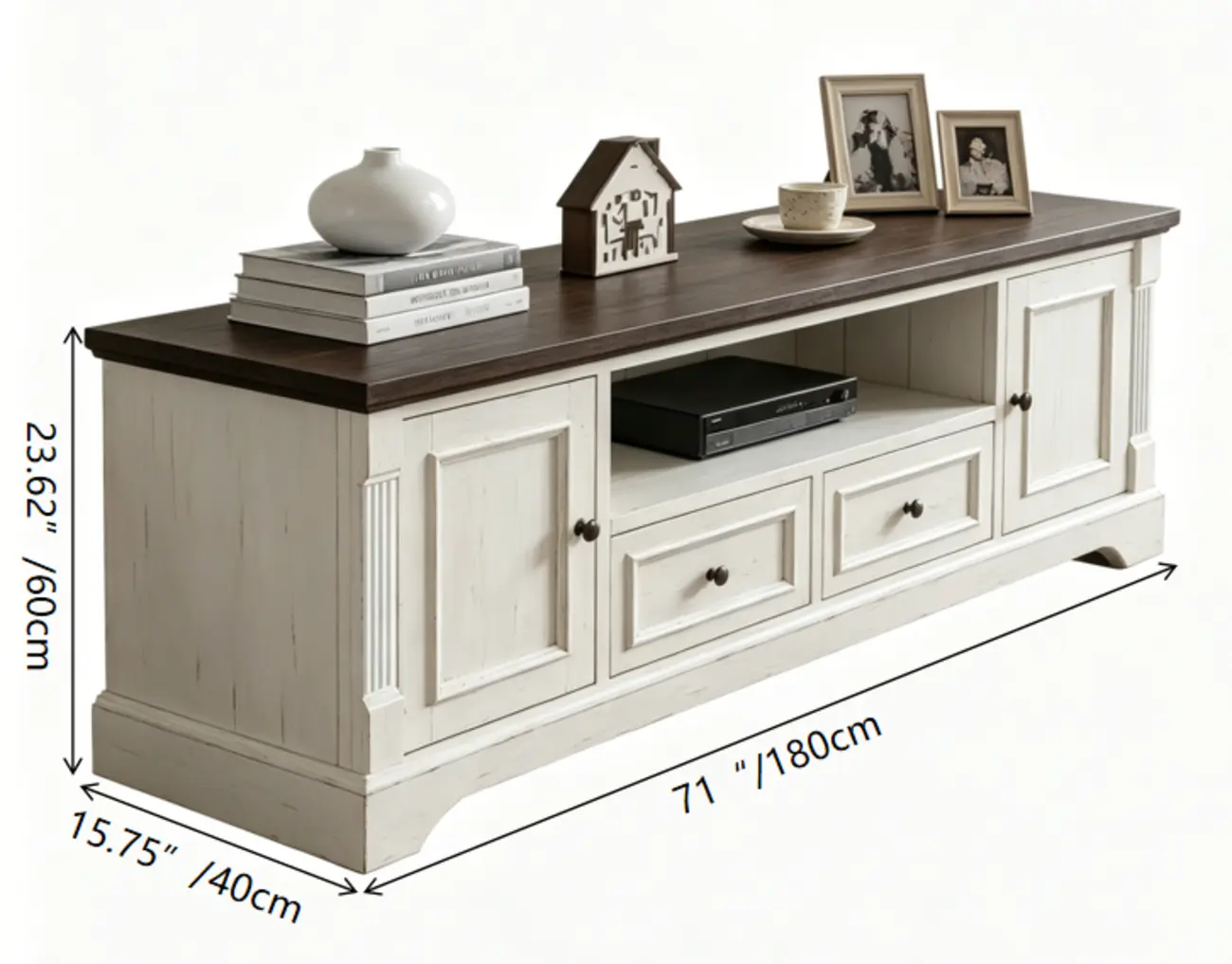 Two-tone Farmhouse Fully Assembled Tv Stand With Arched Plinth Base Image - 9 | homeyfad