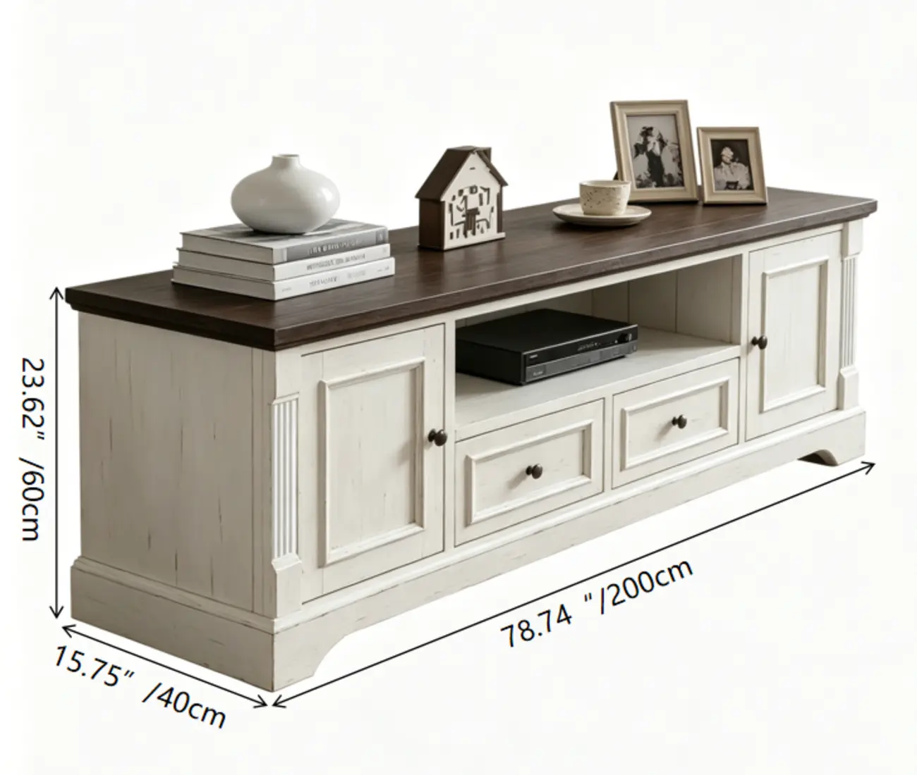 Two-tone Farmhouse Fully Assembled Tv Stand With Arched Plinth Base #size | homeyfad