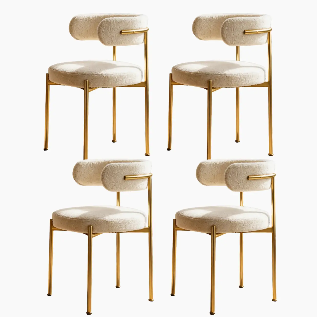 Minimalist White Curved Back Buncle Dining Chairs With Metal Frame Image - 21 | homeyfad