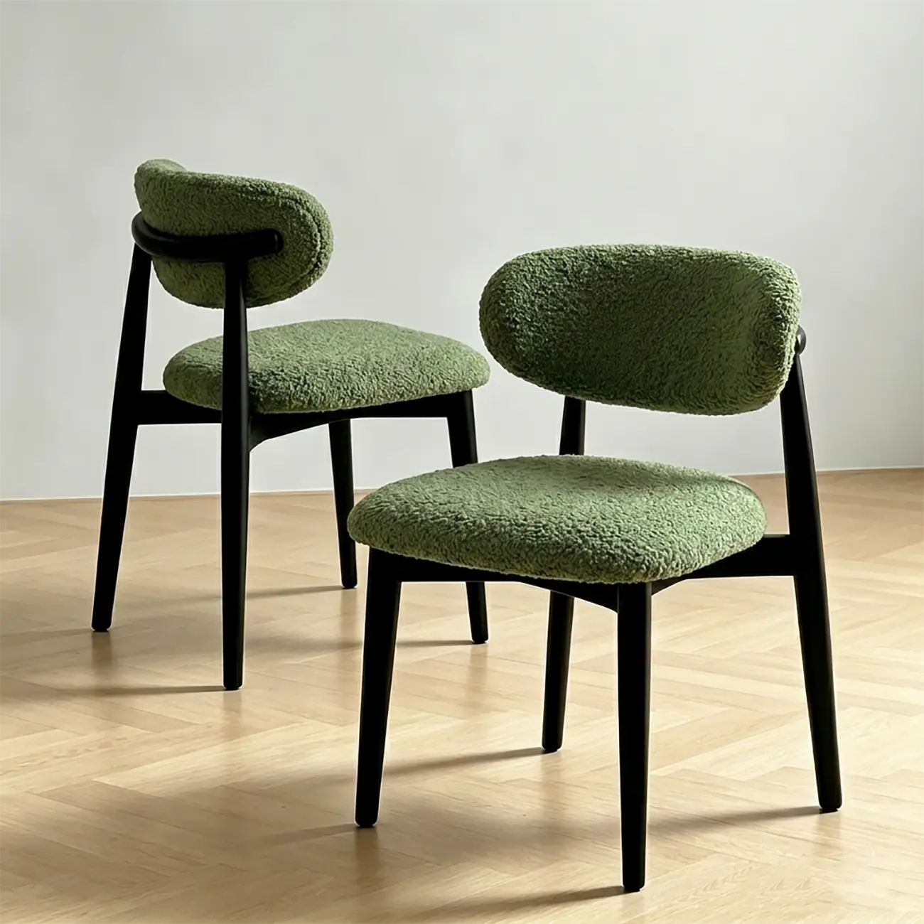 Vintage Chenille Low Back Armless Dining Chair Set of 2 Image - 10 | homeyfad