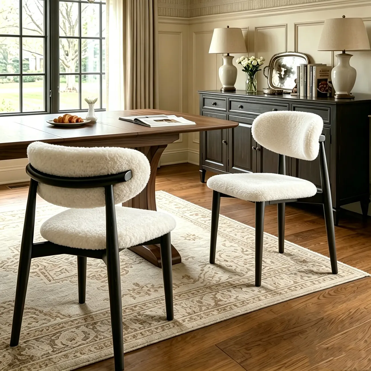 Vintage Chenille Low Back Armless Dining Chair Set of 2 Image - 1 | homeyfad