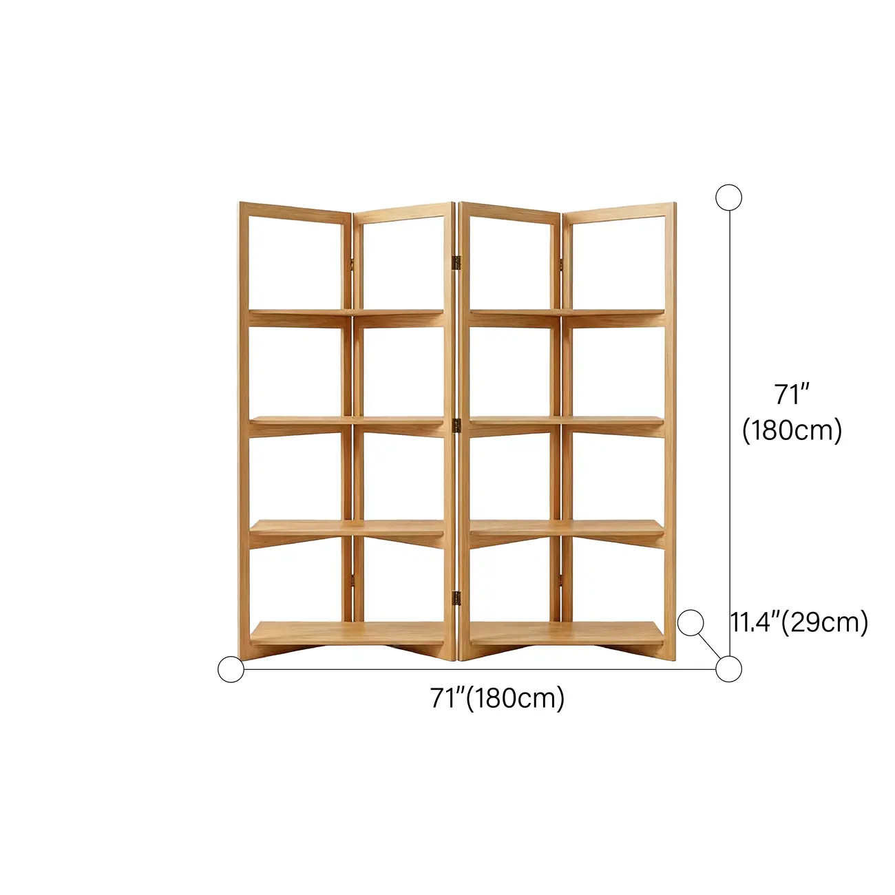 Solid Wood Folding Open Shelf Room Divider Bookcase Image - 20 | homeyfad