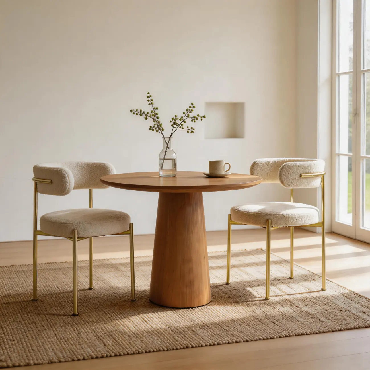 Minimalist White Curved Back Buncle Dining Chairs With Metal Frame Image - 5 | homeyfad