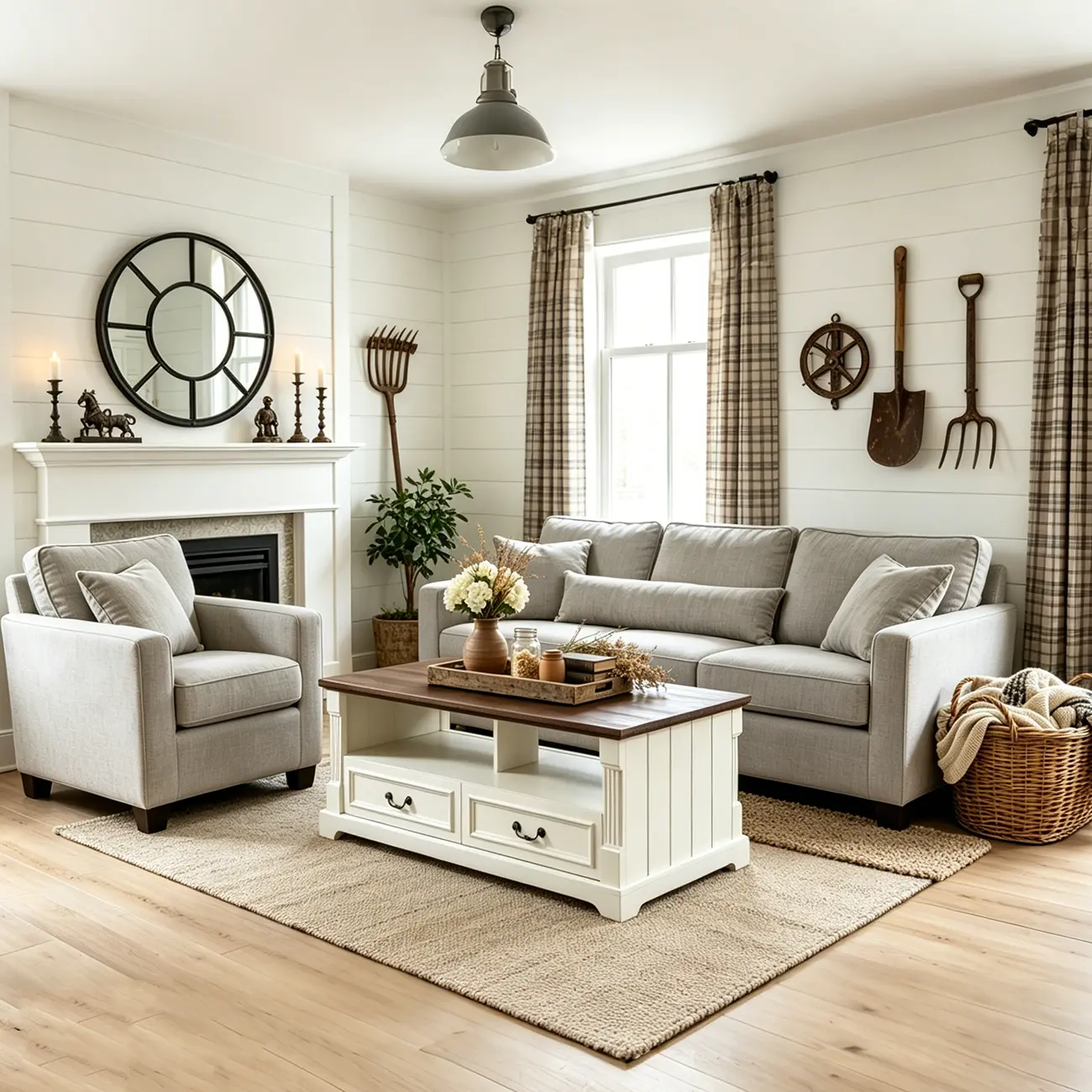 47" Living Room Farmhouse Wood Coffee Table with 4 Storage Drawers Image - 9 | homeyfad