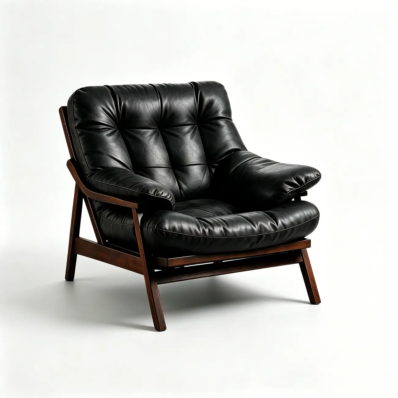 Mid-Century Modern Button-Tufted Leather Accent Chair Image - 10 | homeyfad