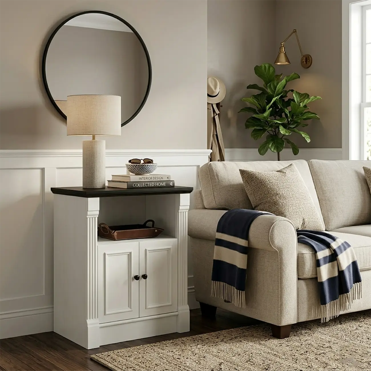Modern Farmhouse 2-door Wooden End Table With Storage Image - 1 | homeyfad