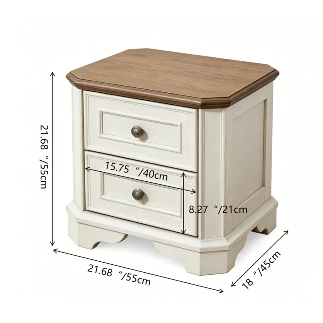 Traditional Farmhouse White End Table with 2 Drawers #size | homeyfad