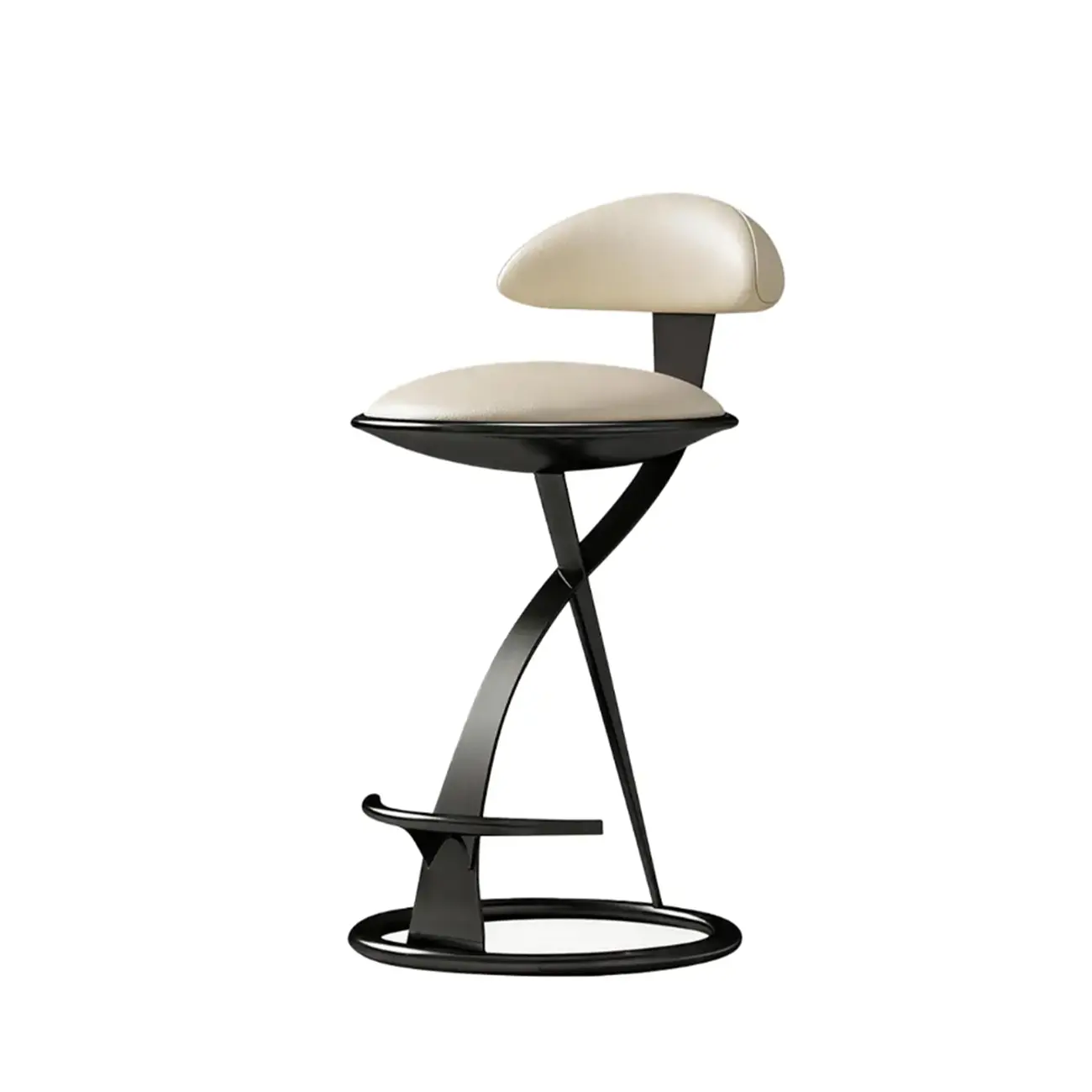 Luxury Gold Metal Frame Sleek Beige Leather Bar Stool Image - 13 | homeyfad