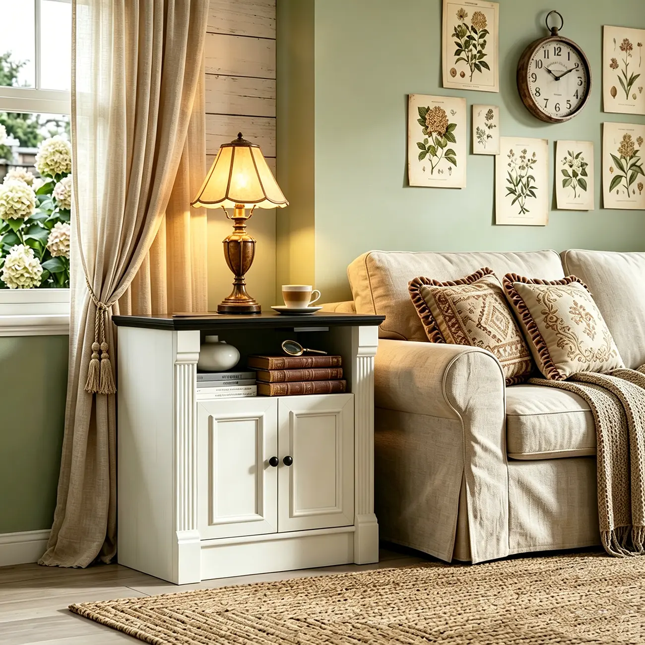 Modern Farmhouse 2-door Wooden End Table With Storage Image - 2 | homeyfad