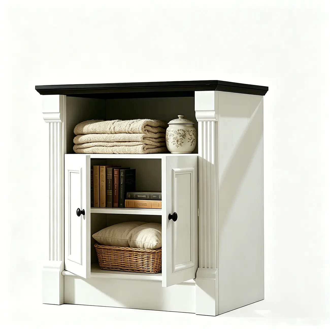 Modern Farmhouse 2-door Wooden End Table With Storage Image - 6 | homeyfad