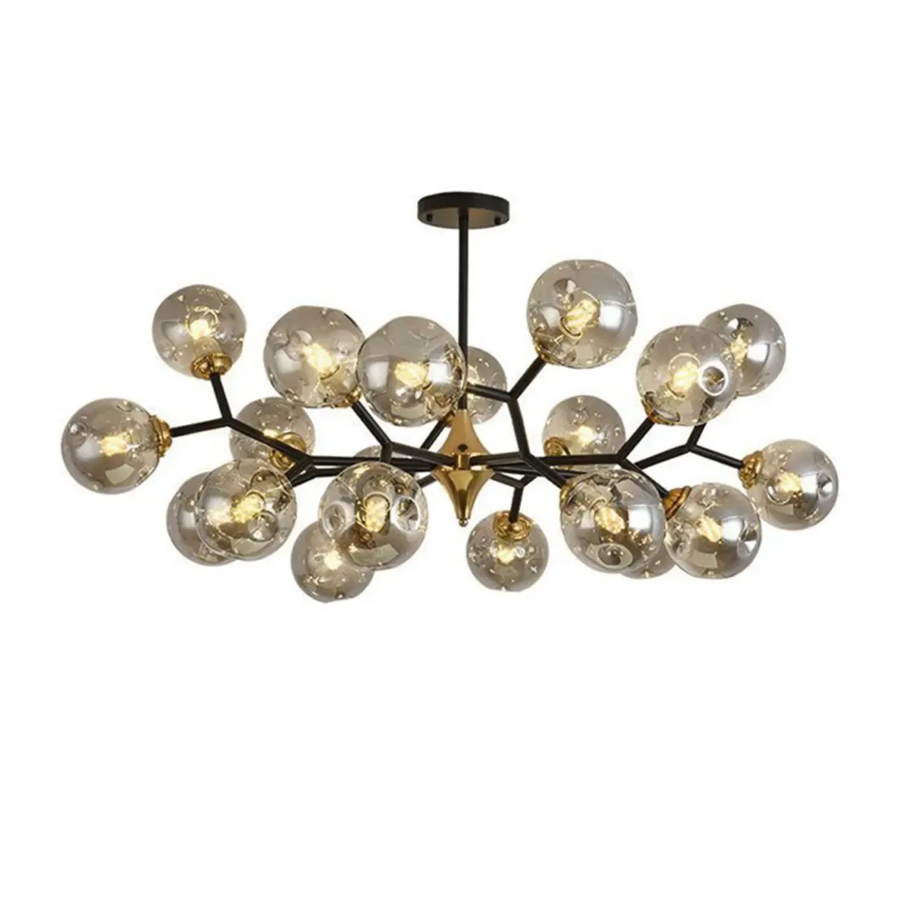 Black Gold Glass Linear Modern Crystal Chandelier Image - 16