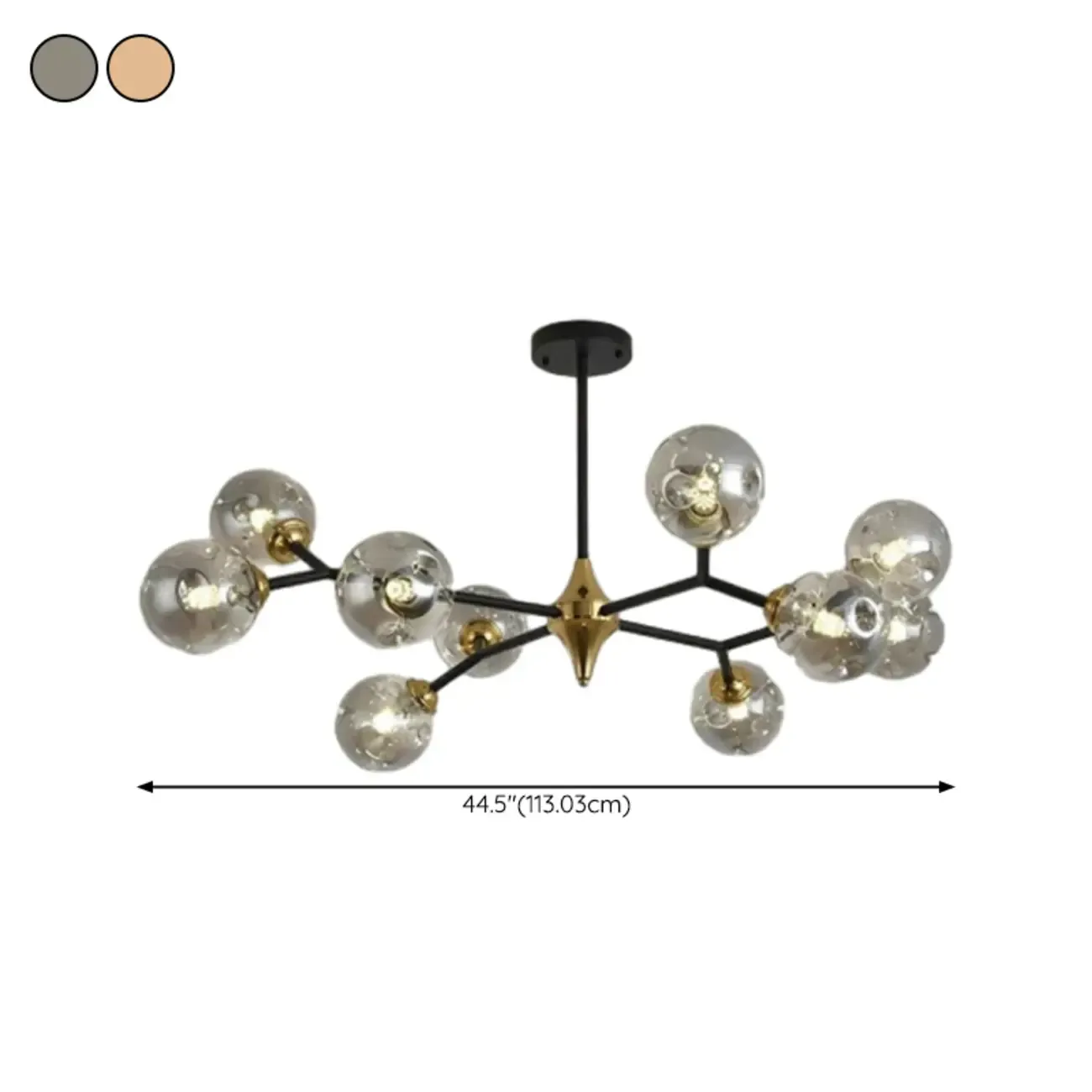Black Gold Glass Linear Modern Crystal Chandelier Image - 18