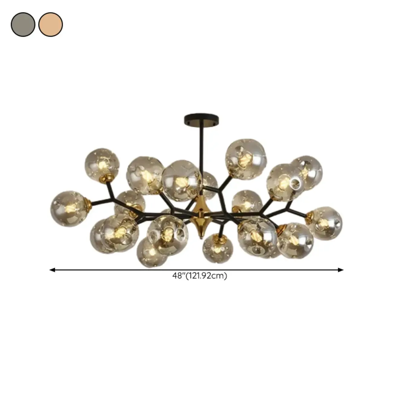 Black Gold Glass Linear Modern Crystal Chandelier Image - 20