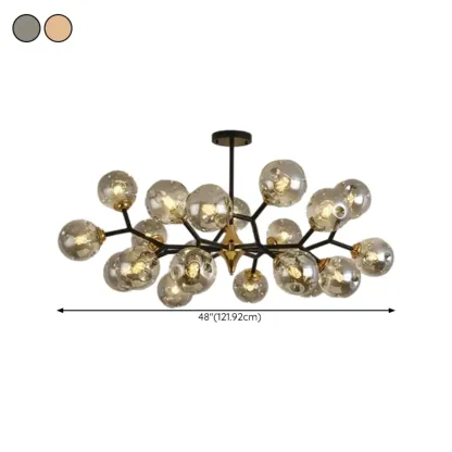 Black Gold Glass Linear Modern Crystal Chandelier Image - 20