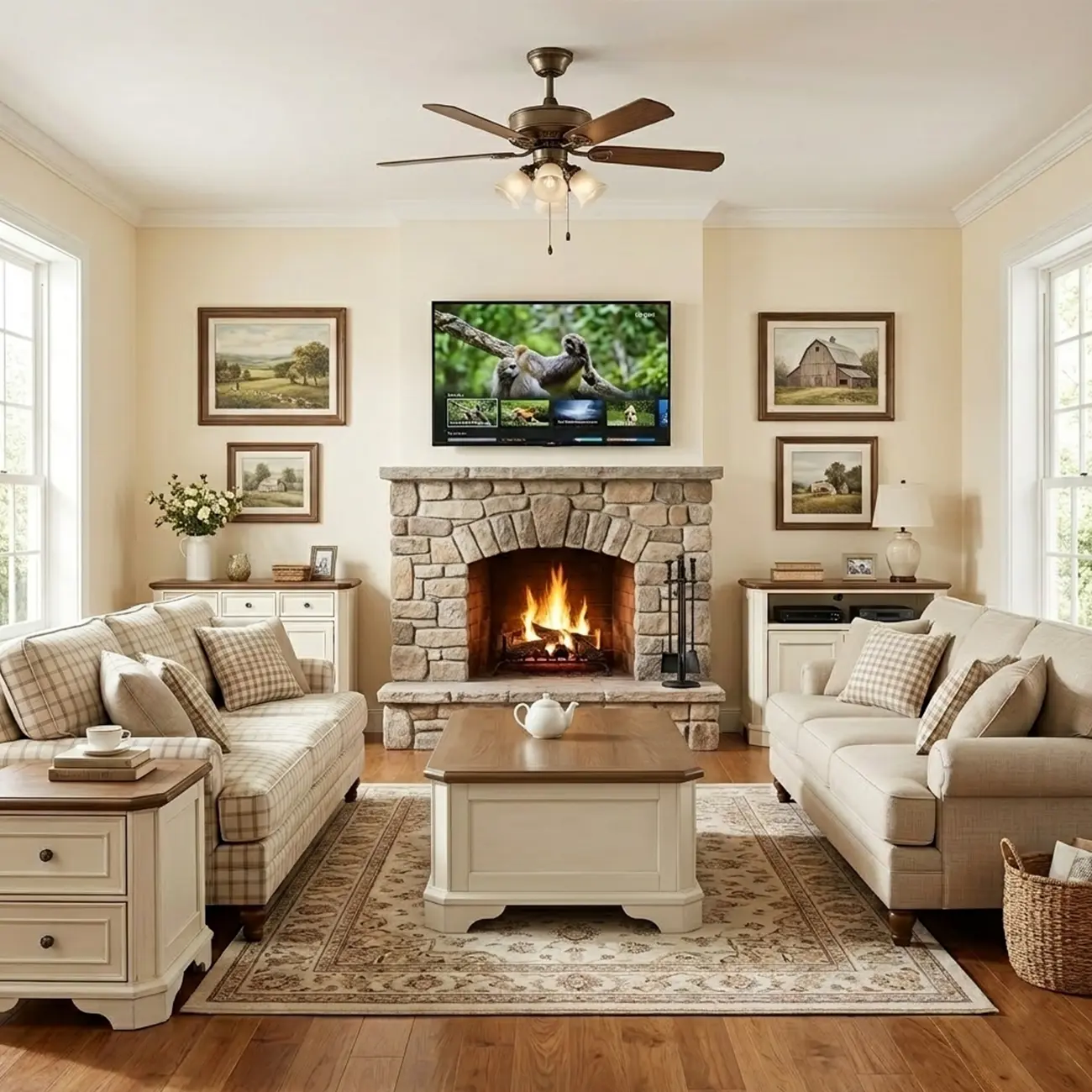 43" Traditional Farmhouse Wood Coffee Table with 4 Drawers Image - 8 | homeyfad