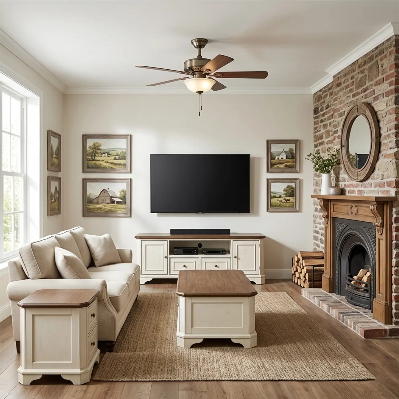 Traditional Farmhouse White End Table with 2 Drawers Image - 5 | homeyfad