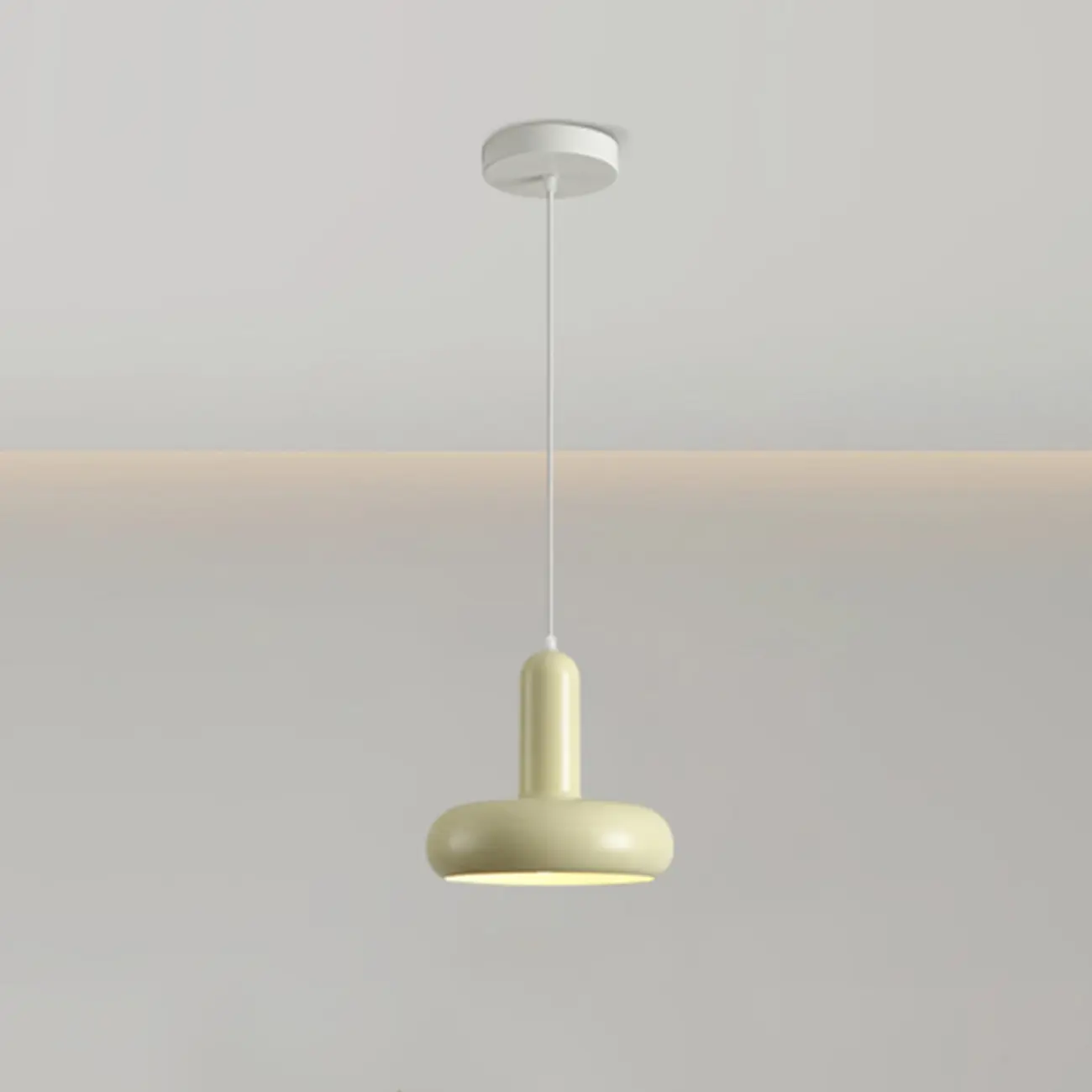 Modern Mini Beige Iron Round Cord Pendant Light | homeyfad