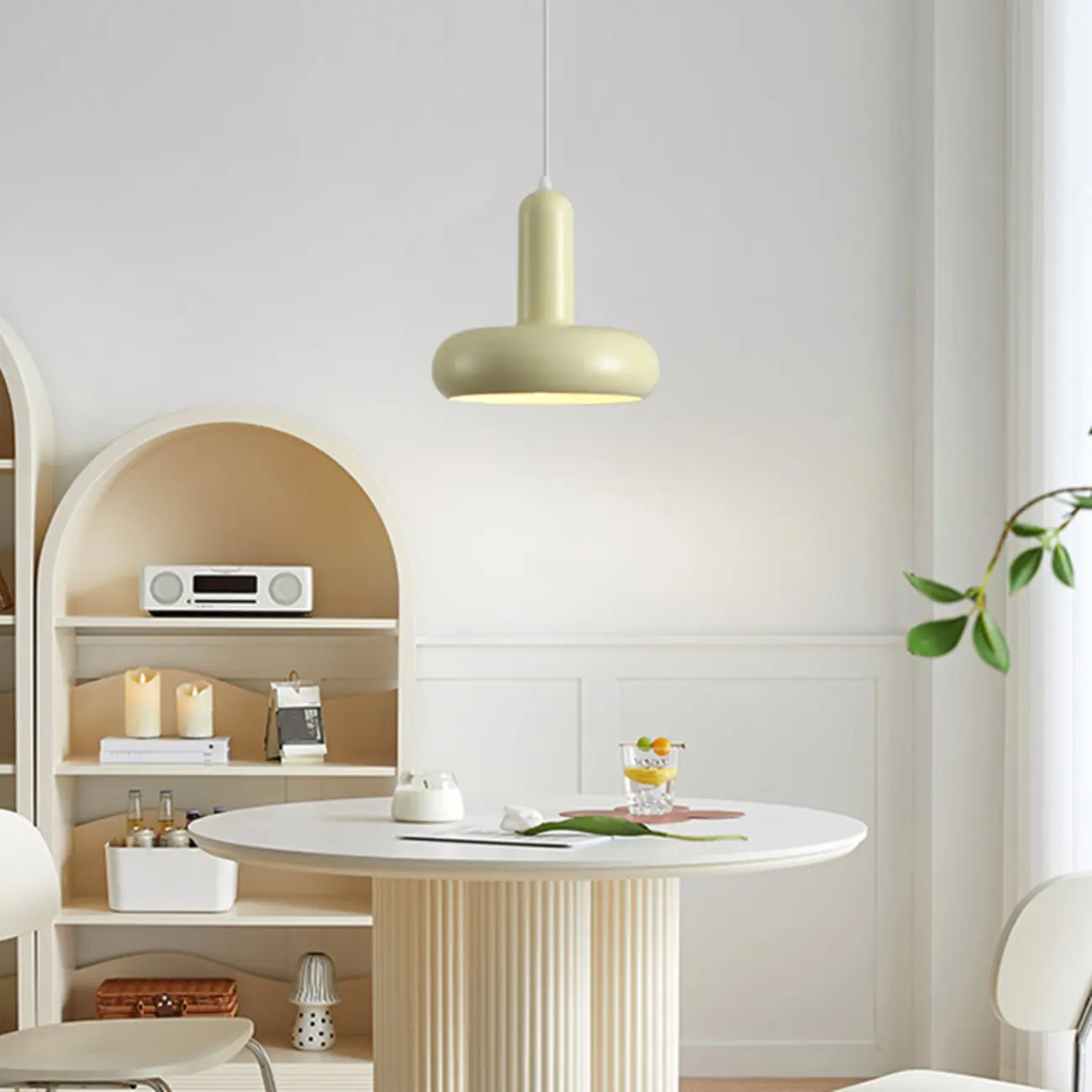 Modern Mini Beige Iron Round Cord Pendant Light | homeyfad