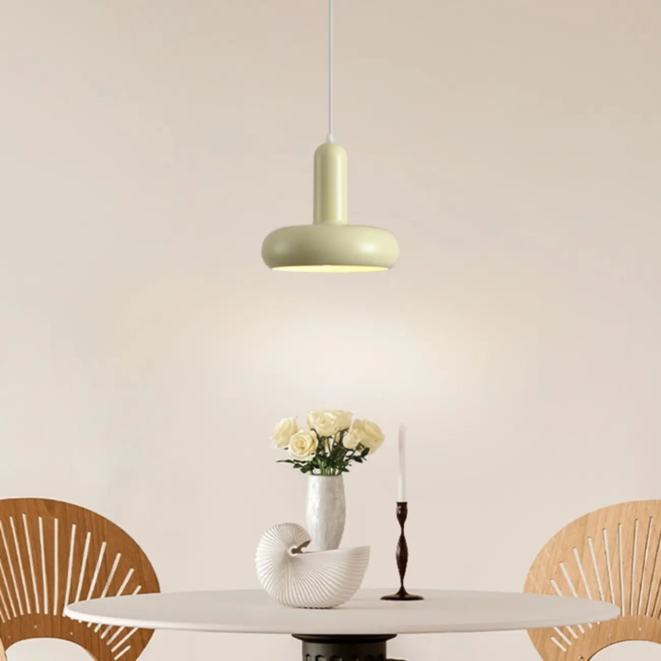 Modern Mini Beige Iron Round Cord Pendant Light | homeyfad