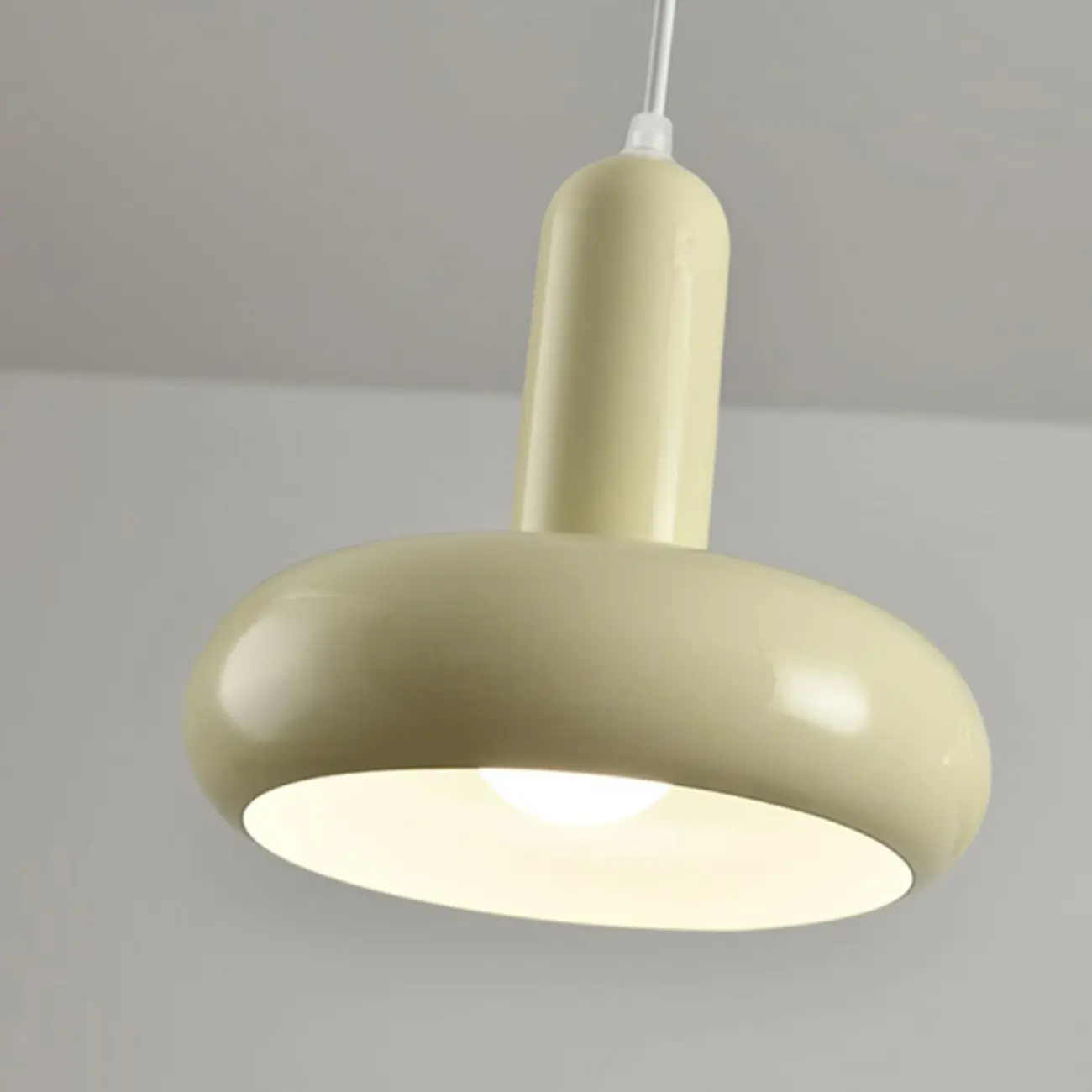 Modern Mini Beige Iron Round Cord Pendant Light | homeyfad
