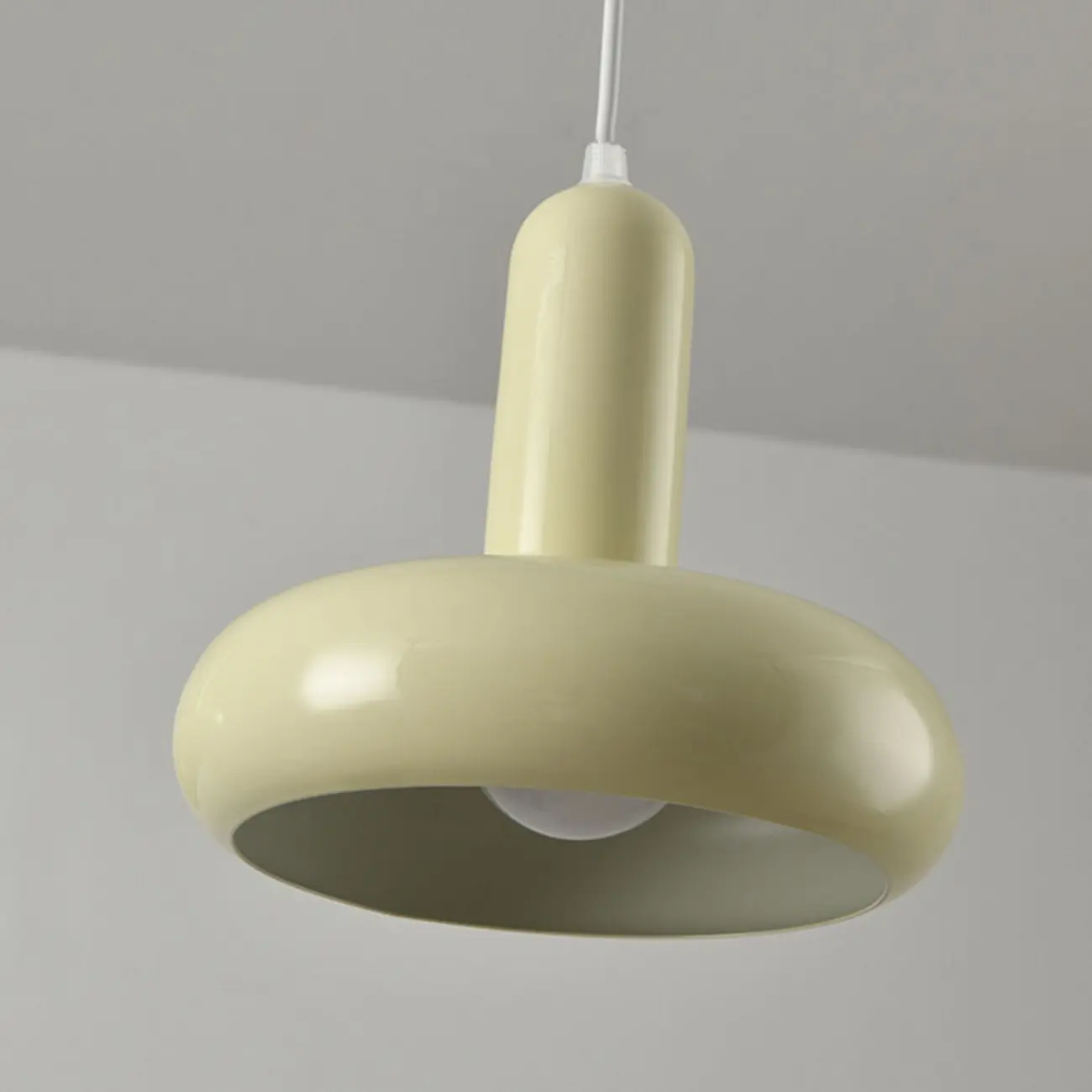 Modern Mini Beige Iron Round Cord Pendant Light | homeyfad