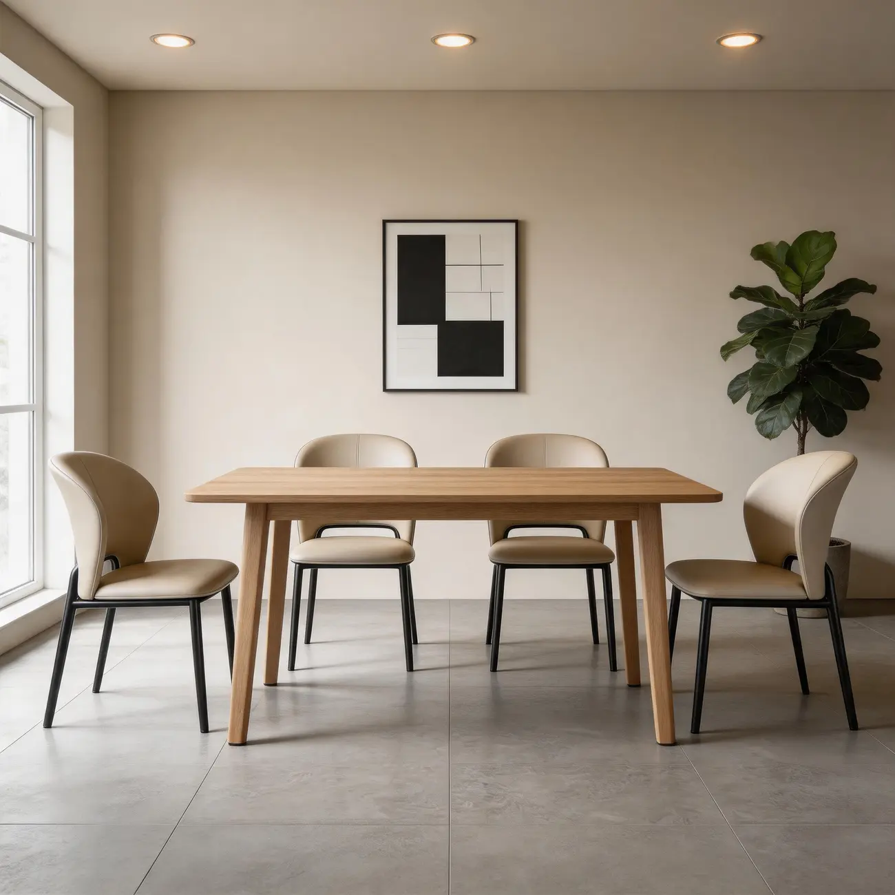Modern Faux Leather Upholstered Curved Back Dining Chair Set Image - 4 | homeyfad