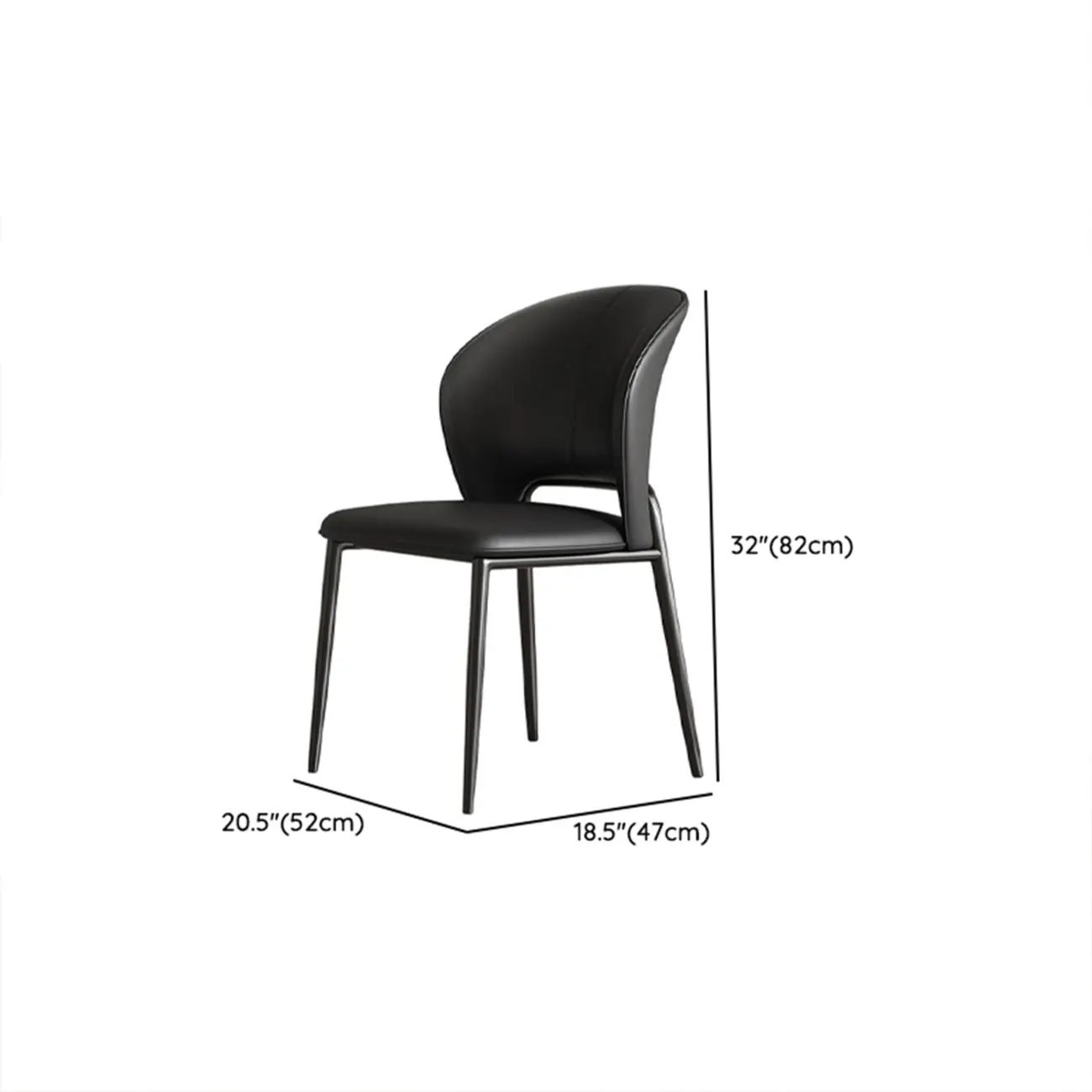 Modern Faux Leather Upholstered Curved Back Dining Chair Set #size | homeyfad