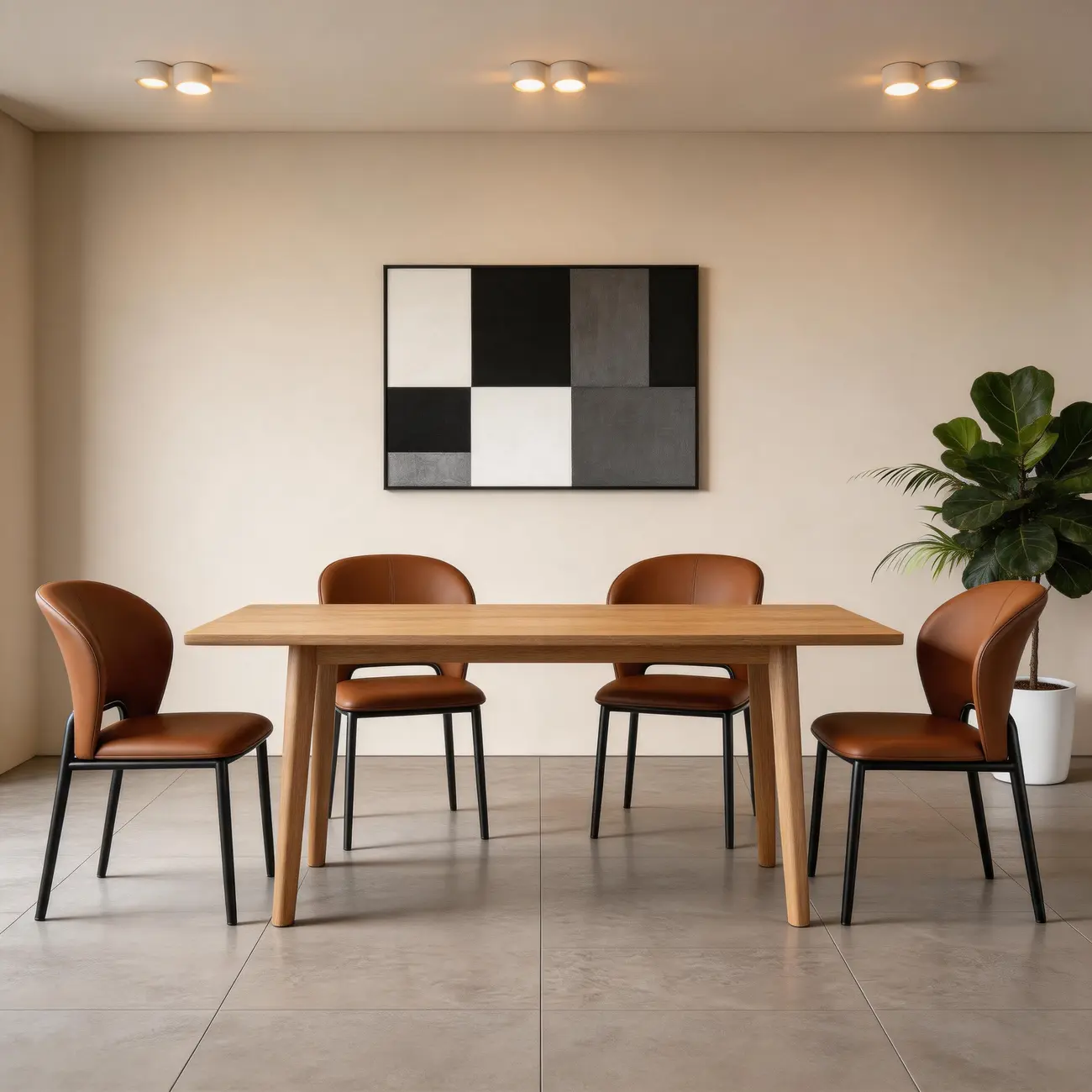 Modern Faux Leather Upholstered Curved Back Dining Chair Set Image - 5 | homeyfad