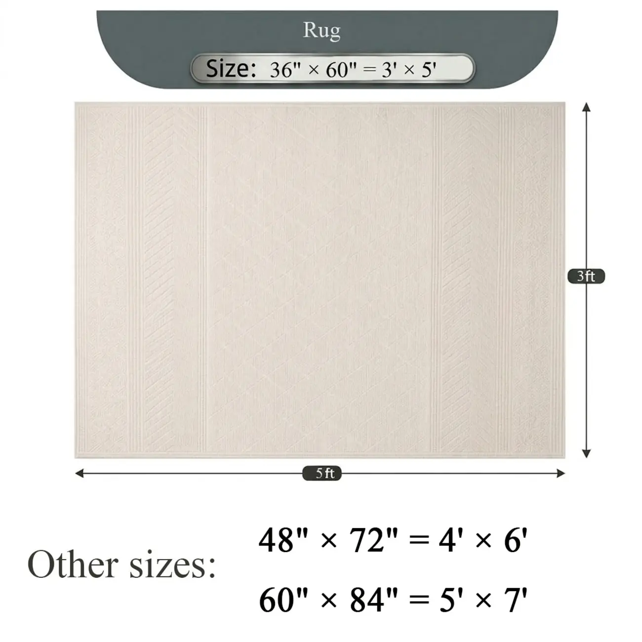 Minimalist Rectangle Skin-friendly Geometric Textured Area Rug #size | homeyfad