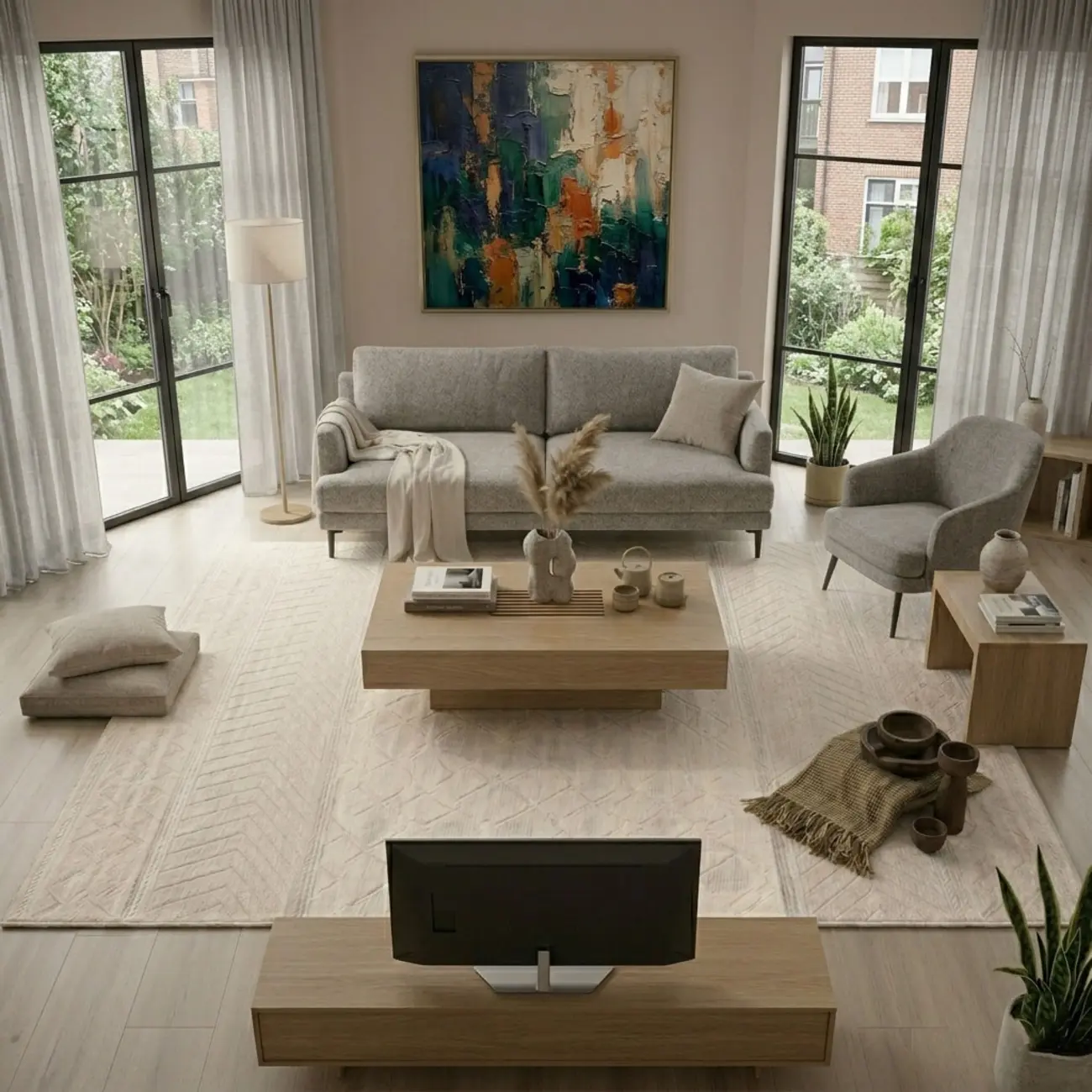 Minimalist Rectangle Skin-friendly Geometric Textured Area Rug Image - 12 | homeyfad