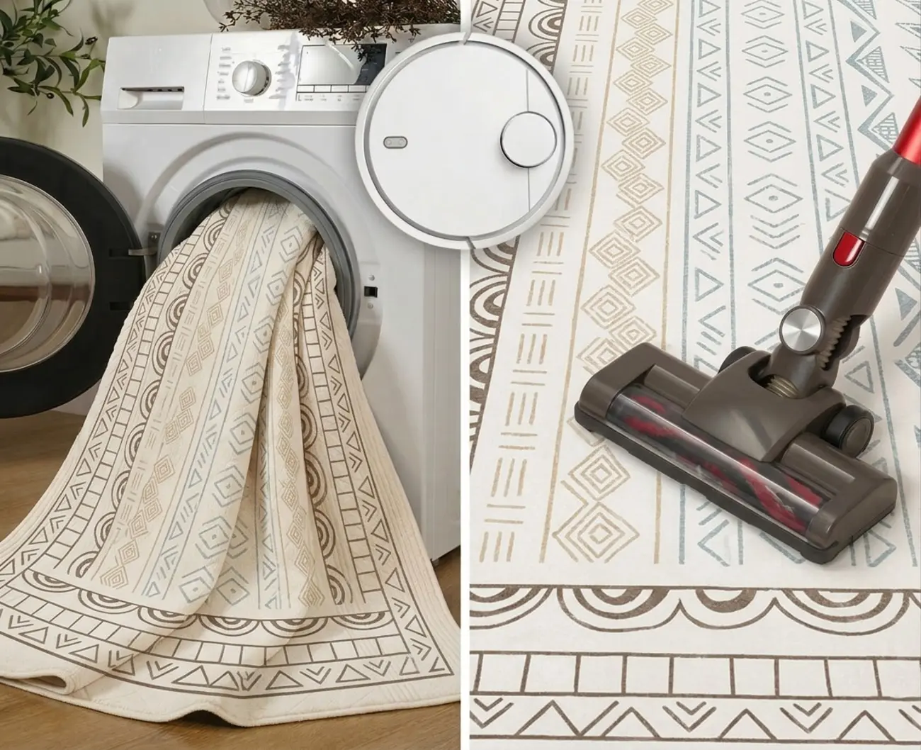 Geometric Modern Machine Washable Area Rug With Non-slip Backing Image - 5 | homeyfad