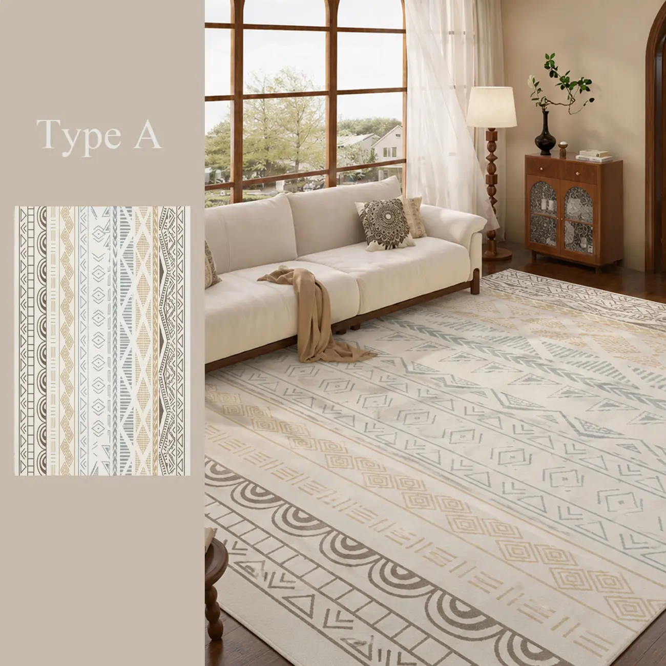 Geometric Modern Machine Washable Area Rug With Non-slip Backing Image - 3 | homeyfad