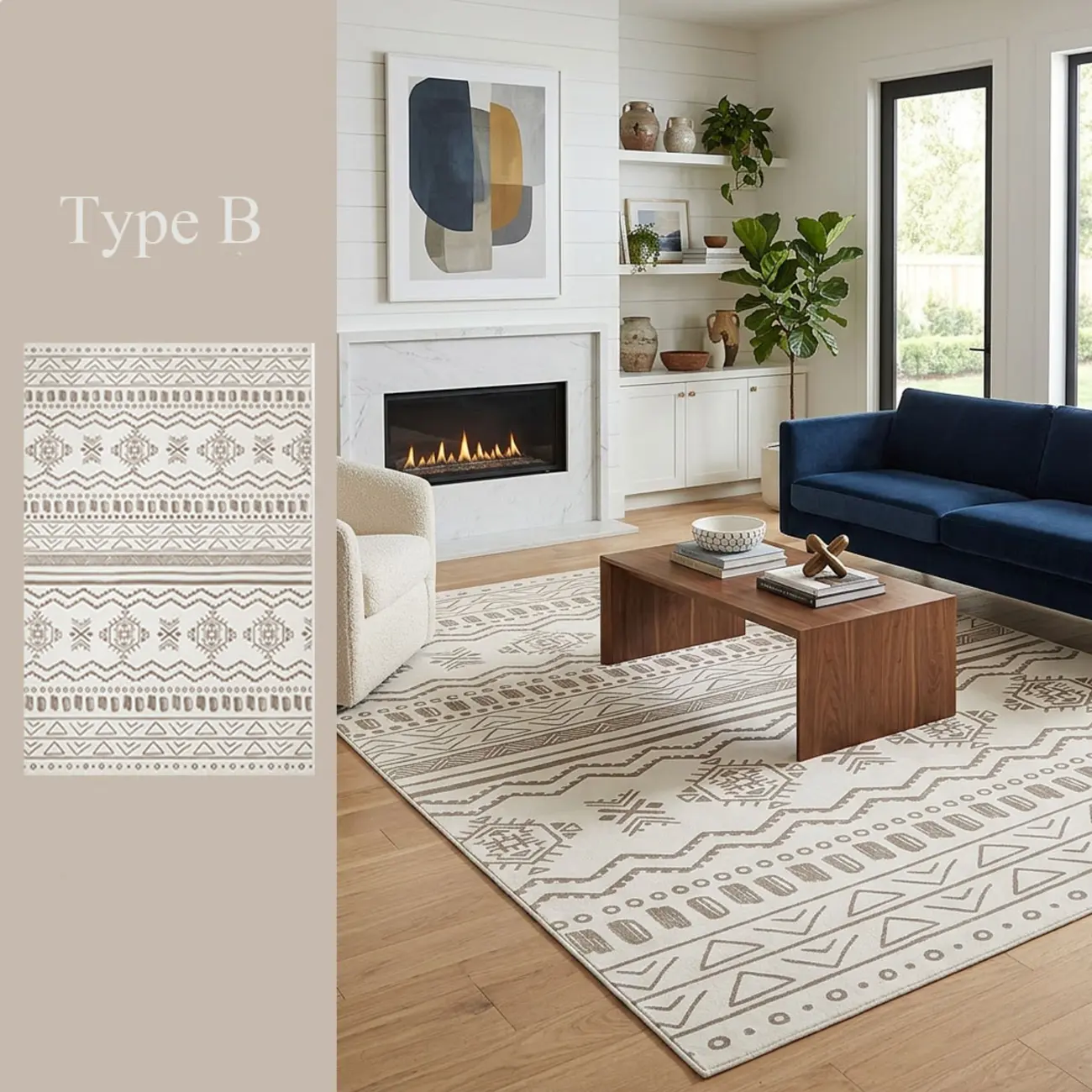 Geometric Modern Machine Washable Area Rug With Non-slip Backing Image - 4 | homeyfad