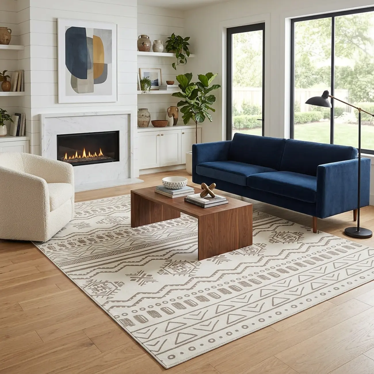 Geometric Modern Machine Washable Area Rug With Non-slip Backing Image - 1 | homeyfad