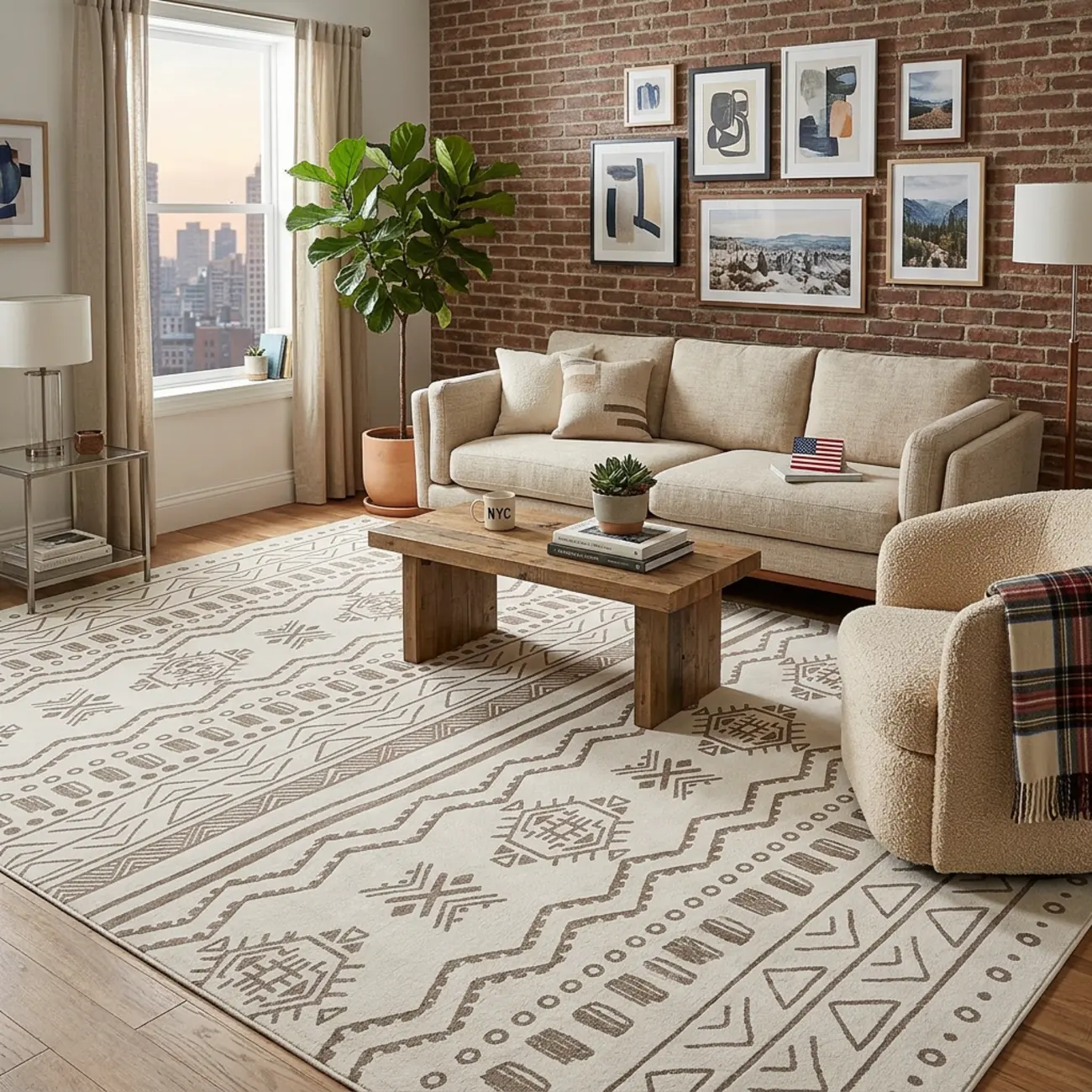 Geometric Modern Machine Washable Area Rug With Non-slip Backing Image - 10 | homeyfad