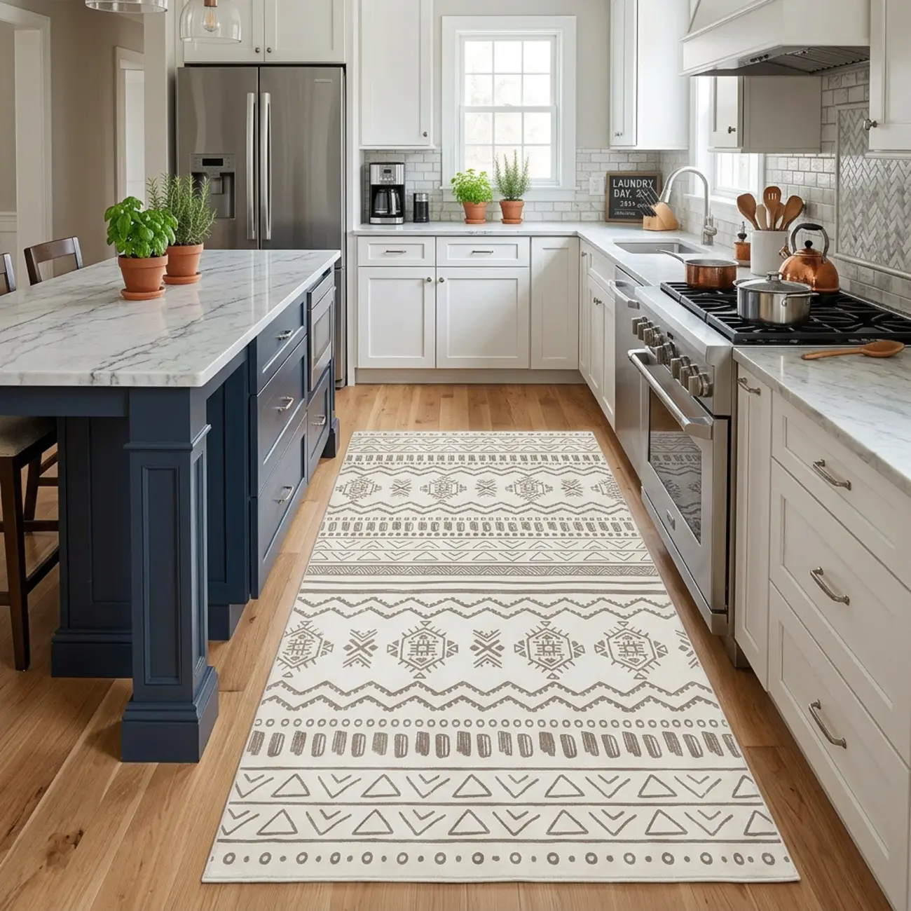 Geometric Modern Machine Washable Area Rug With Non-slip Backing Image - 9 | homeyfad